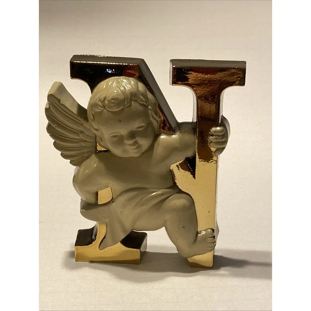 Vintage Christmas NOEL Letters w Cherubs Angels Wall Shelf Burwood Prod Holiday